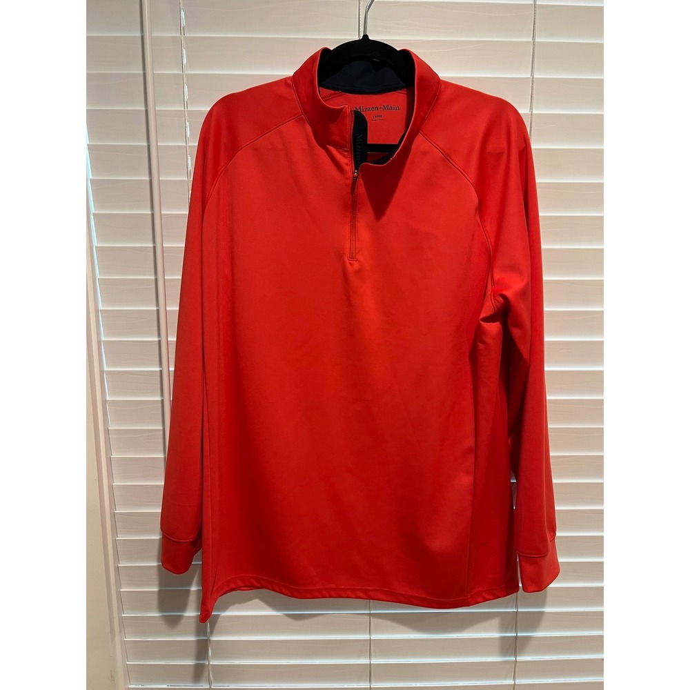 Mizzen+Main Mens Pullover 1/4 Zip Long Sleeve Athletic‎ Top Red Large